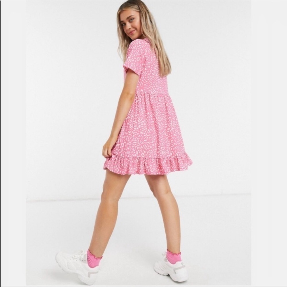ASOS Wednesday’s Girl Pink Leopard Babydoll Dress - Picture 3 of 9